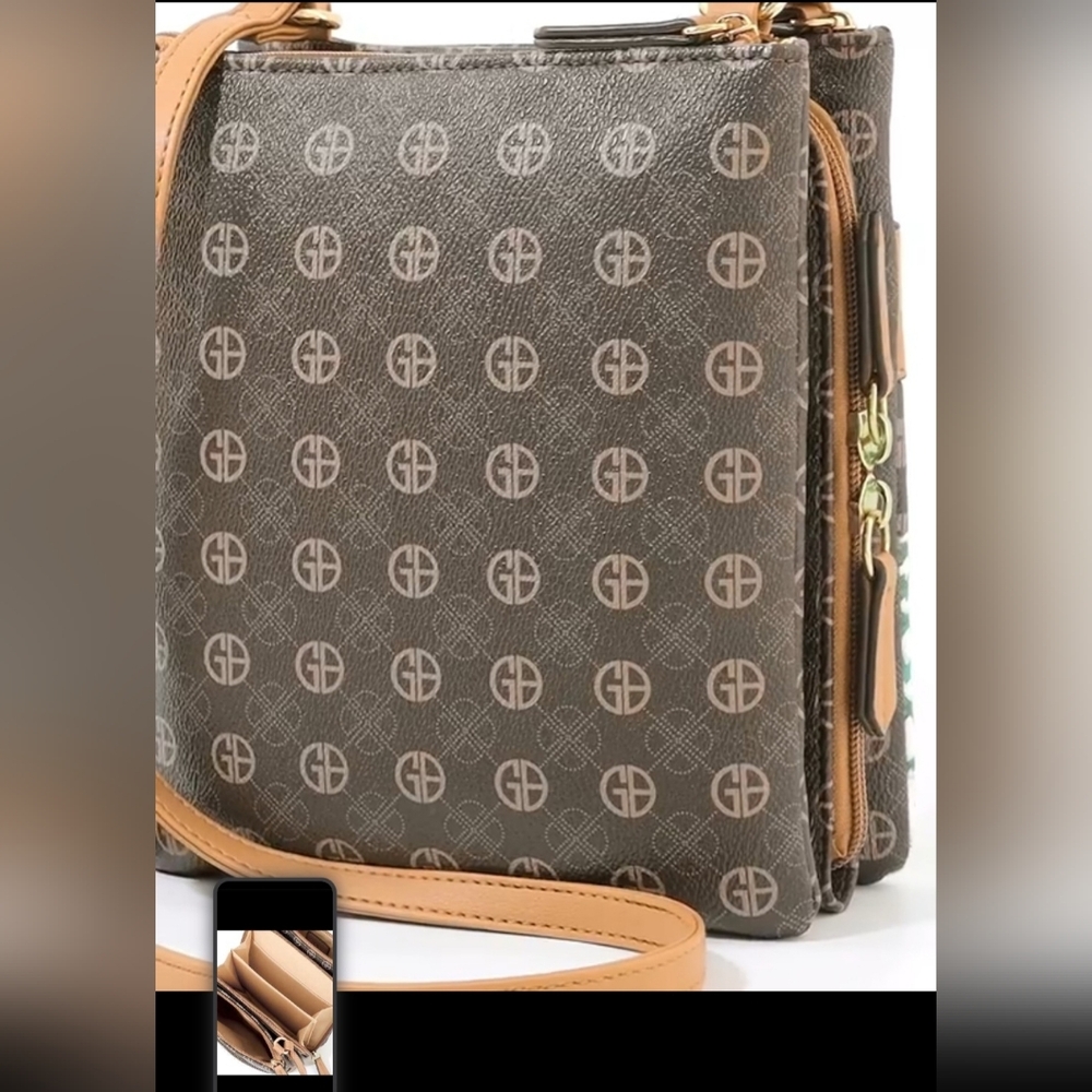 Authentic Giani Bernini Brown Monogram Dasher Bag… - image 3